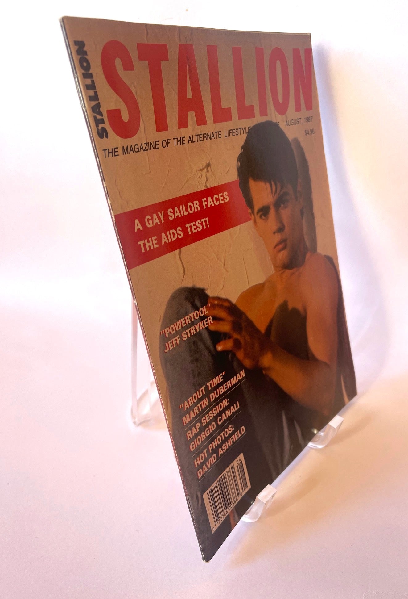 Vintage Stallion Magazine August 1987 featuring Jeff Stryker in new movie Power Tools