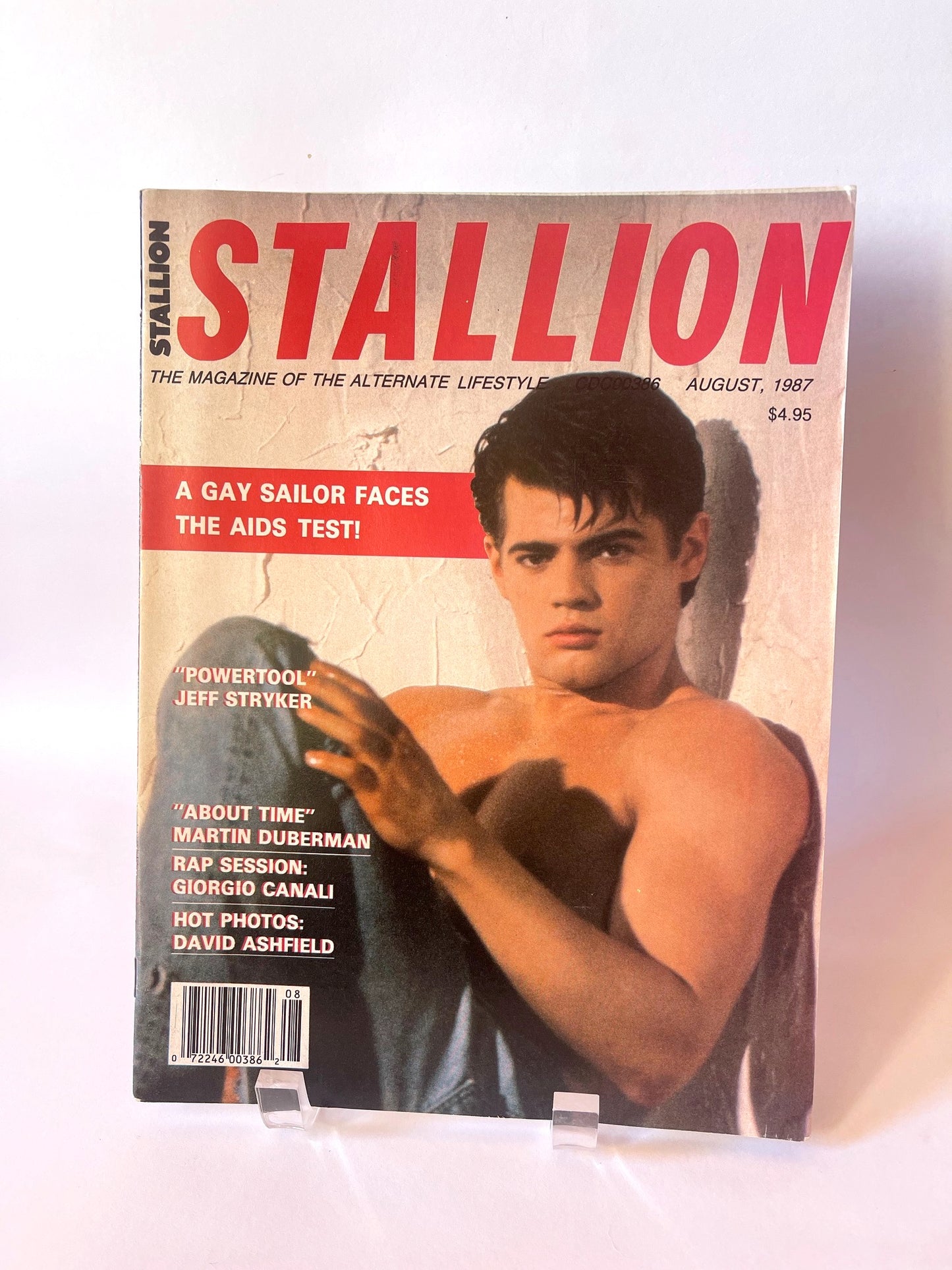 Vintage Stallion Magazine August 1987 featuring Jeff Stryker in new movie Power Tools